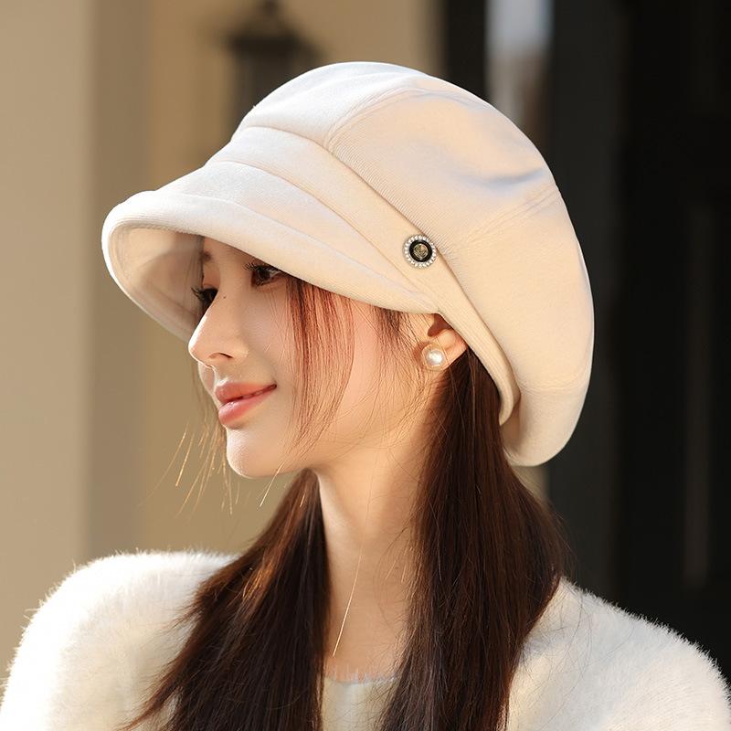 Octagonal Hat Autumn and Winter New Hat for Women Korean Version Beret Big Head Circumference Showing Face Little Painter Hat Trend