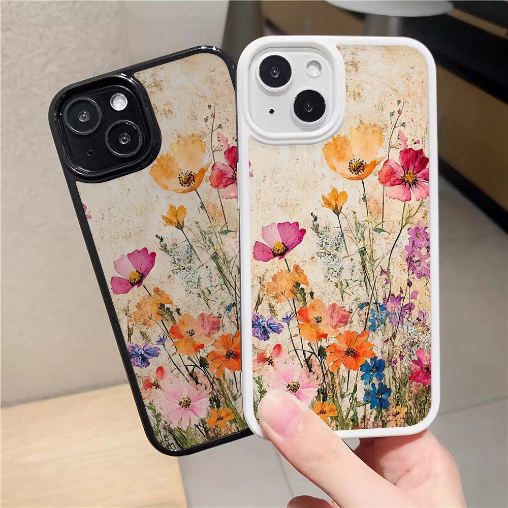 Oil Painting Flowers Phone Case for IPhone 17 Air 16 Pro Max 15 14 13 12 11 Shockproof Back PC Hard Cover
