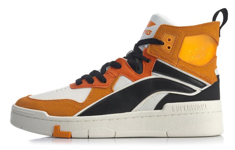 Li Ning Wave Superwave Hi Высокие Скейтбордические Кроссовки Мужские Оранжевый Белый Синий AGCQ013-4 43.5