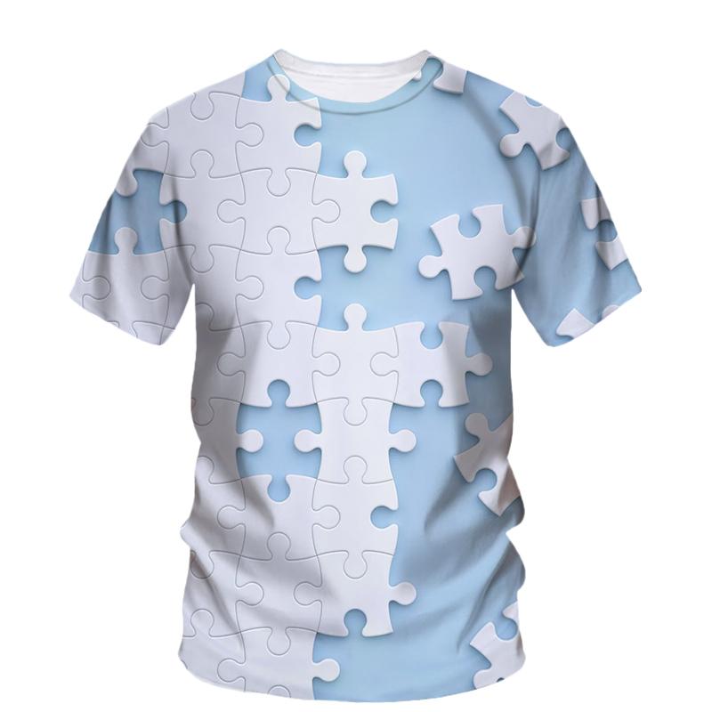 

Card Puzzle T-shirt Multicolor Multishape 3D Printing T Shirts Round Neck Short Sleeves For Men s S