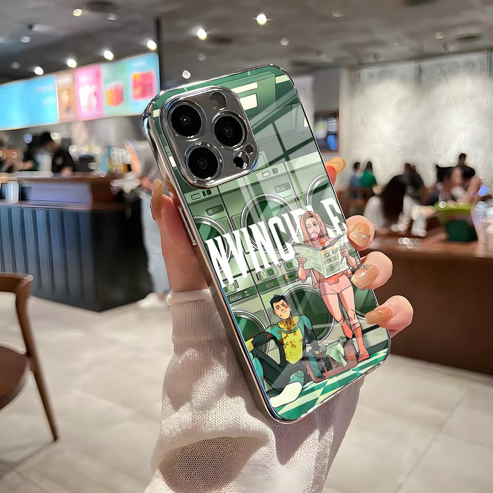 

Незламний мультяшний популярний чохол для телефону для IPhone 17 Pro Max 15 Pro 16 14 Plus 12 13 Mini 11 Pro Ударостійкий гальванізований скляний iPhone17 Pro