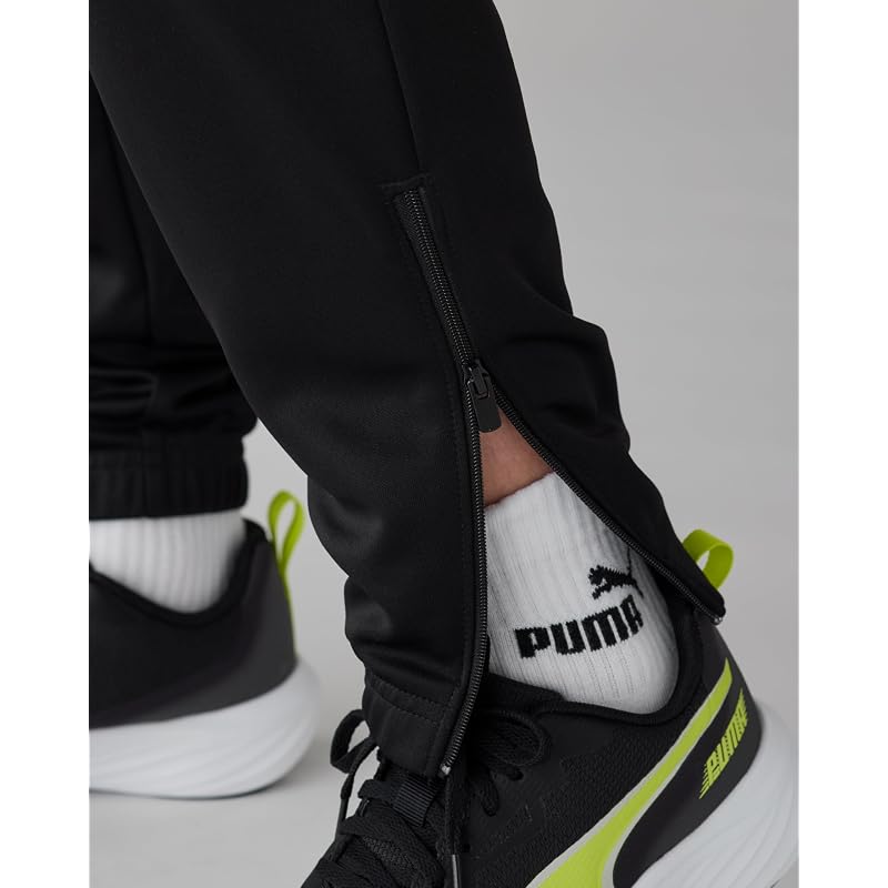 PUMA TEAMRISE Training Pants for Boys (JR) - Moisture-wicking, Quick-drying Jersey Pants. Fall/Winter 2024 Color: Black/White (03) Size 160