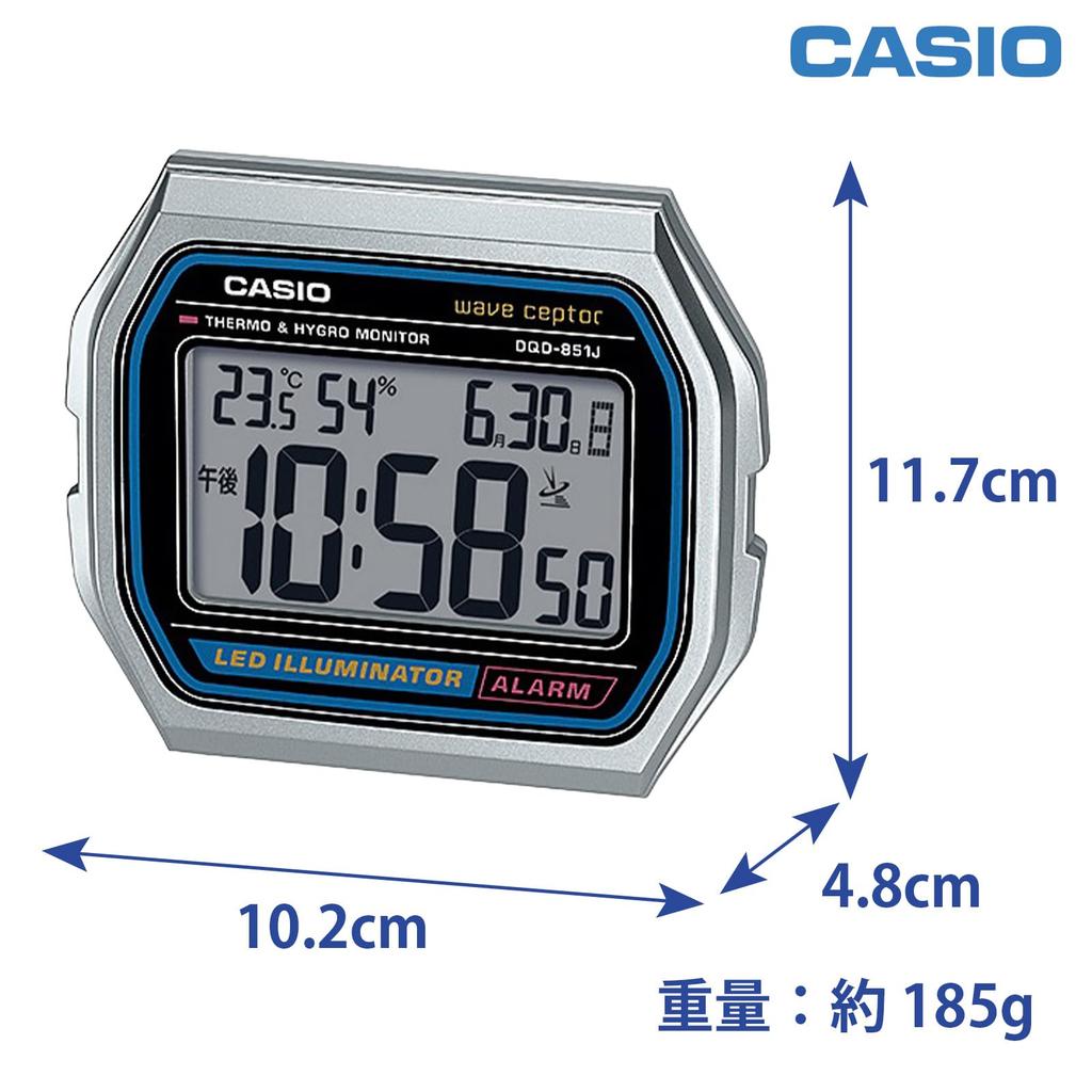 CASIO Alarm Clock Radio Clock Temperature Humidity Date Day of the Week Electronic Sound Alarm Snooze Light Silver DQD-851J-8JF