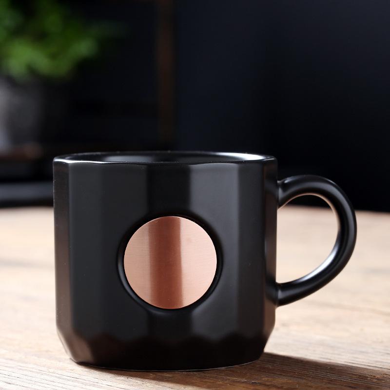 Ceramic Mug Is Fashionable And Simple Direct Supply, Creative Coffee Cup With Copper Sheet, Water Cup Can Be Determined