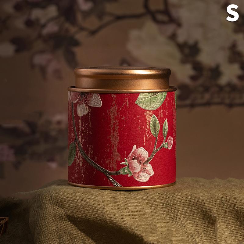 Kitchen Sealeds Canister Chinese Style Tea Box Convenient Exquisite Flower Prints Round Tea Tin Tea Storage Snacks Storage Box