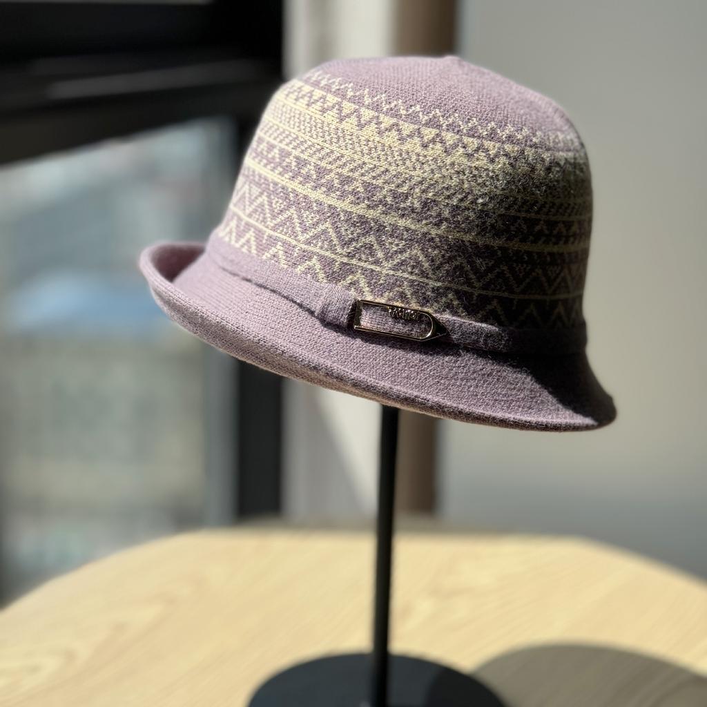 New Hat Women's Autumn and Winter Knitted Hat French Rolled Edge Fisherman Hat Fashionable Metal Buckle Style Basin Hat Trendy