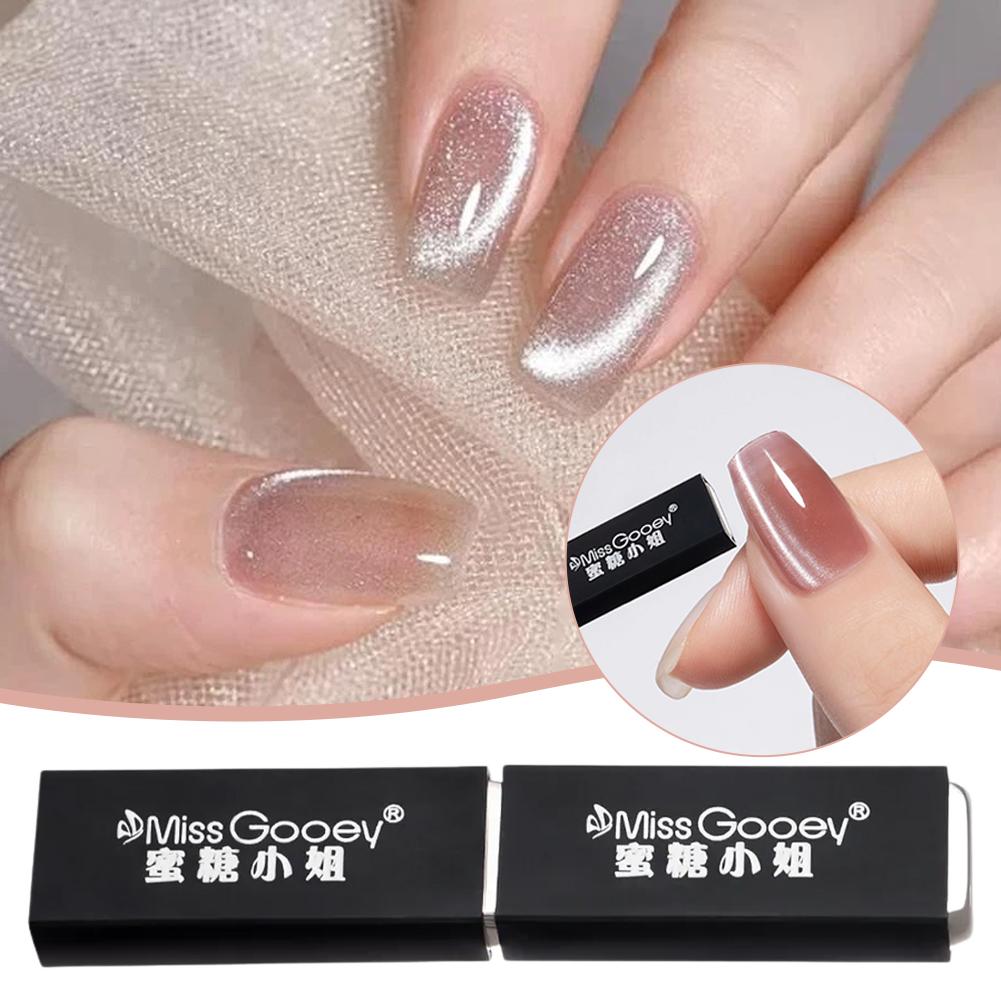 Super Strong Dual-Headed Cat Eye Magnet with Protective Cover Anti-Drop Magnetic Tool for French Nail Art Ribbon Effect Manicure