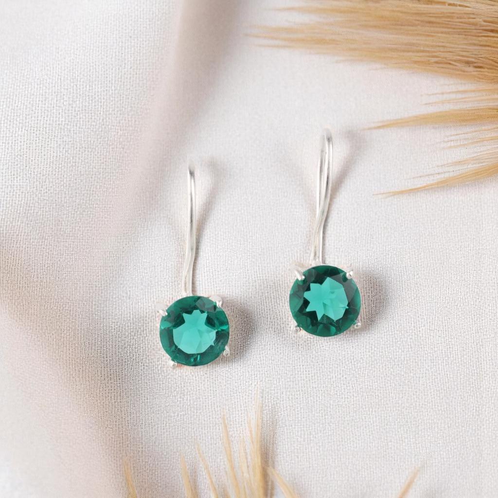 Chrome Diopside Gemstone 925 Sterling Silver Jewelry Handcrafted Earrings 0.92" EE-174-5