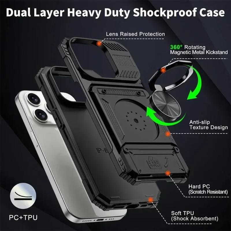 Pouzdro Pro iPhone 11 13 14 15 16 Pro Max 14 15 16 Plus 11 Magnetický Otočný Kroužek Stojánek Odolné Ochrana Proti Pádu Peněženka