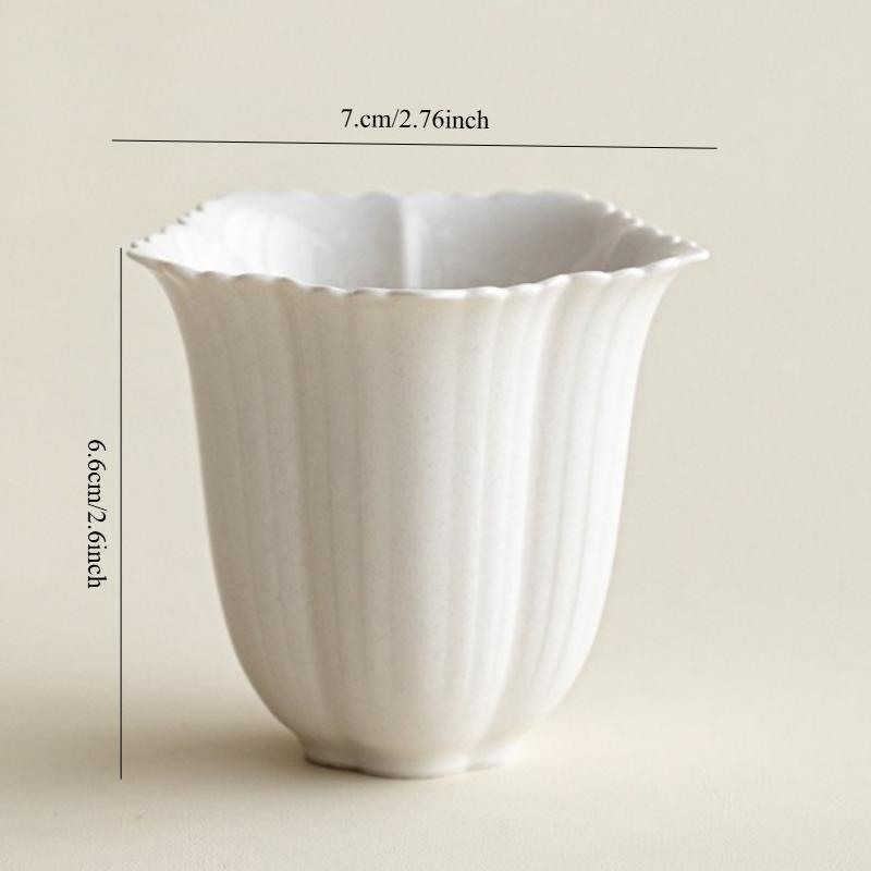 Teacup White Ceramic Lotus Petal Zen Heart Handmade Cup Master Cup Single Teacup Drink Tea Tea Cup