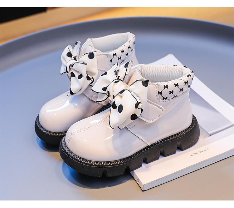 Girls Children's Boots Butterfly Knot Princess Boots 2024 Autumn/Winter New Baby Anti Slip Comfortable Waterproof Short Boots