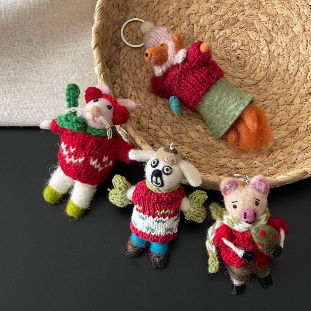 Little Pig Rabbit Keyring Rabbit Cartoon Keychain Creative Wool Felt Animal Pendant Kids