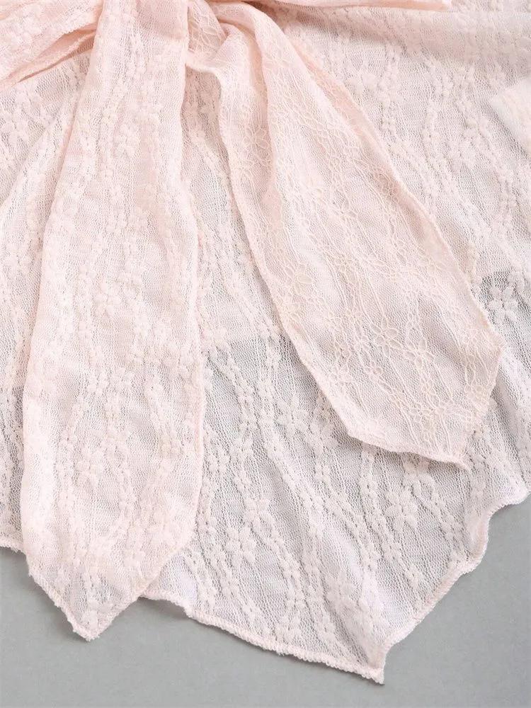 Crop Top Phumee Bow Knot Lace Halter Off the Shoulder A2454