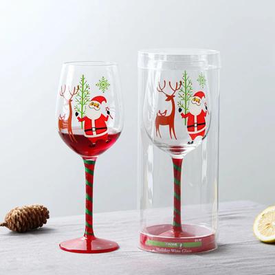 1/2Pcs 450ml Christmas Wine Glass Cup Hand Painted Santa Claus Wine Crystal Goblet Home Decoration Christmas Gift Party Drinkwar