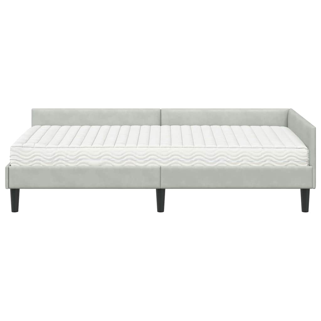 Corner Bed Frame with Mattress Other 2 pcs Light Grey Velvet