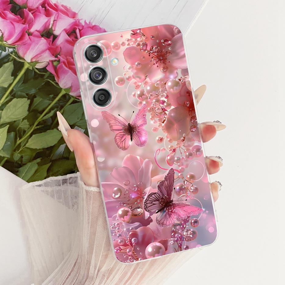 Etui do Samsung Galaxy M55 SM-M556B Nowe Kwiaty Motyl Malowane Pokrowiec Miękki Silikonowy Etui Do Samsung M55 M 15 Galaxy M15 Torby