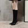 Knee High Shaft Shoes Woman 2025 New Large Size Warm Long Boots for Women Pointed Toe Work Footwear Fashion Quality Demi-season