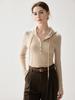 Women's Elegant Ribbed Cashmere Pullover - Slim Fit, Hooded, Solid Color, Autumn 2026 Collection.