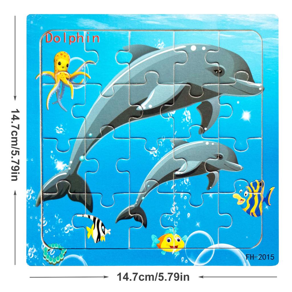 1 Stück 14,7 cm/5,79 Zoll Holzpuzzle Transportfahrzeug Meerestier Stil Puzzles Spiel Kinder Lernspielzeug für Kinder