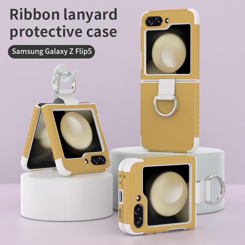 Electroplating Silicone Soft Anti-Drop Phone Case for Samsung Galaxy Z Flip 5 Flip5 5G Ring Hard Shell Shockproof Cover