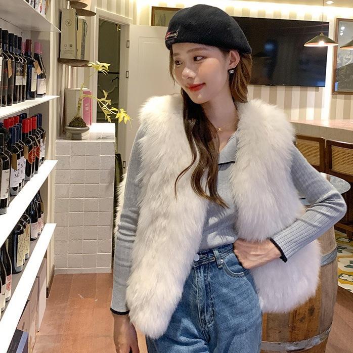 Fur Vest Women's Autumn and Winter Imitation Fox Fur Vest Jacket Fashionable Warm Outer Wear Fur Vest