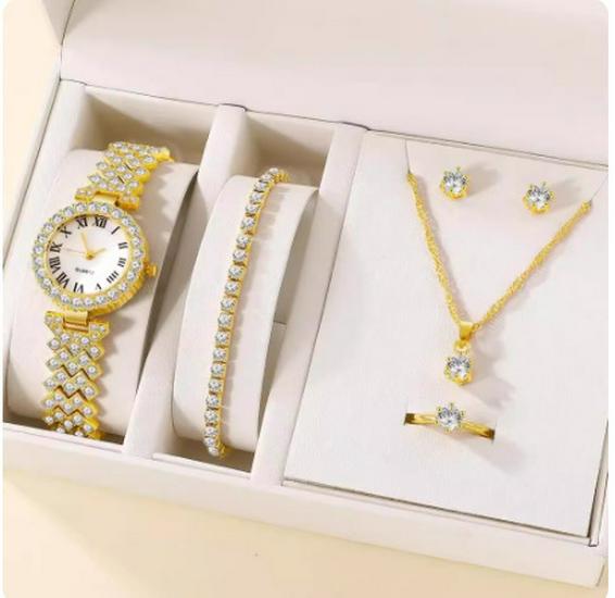 5-Piece Women's Versatile Quartz Wristwatch Set with Steel Band