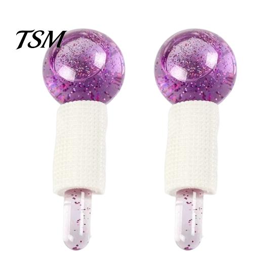 Face Roller Ball 2Pcs Ice Globe Brighten Skin Tone Shrink Pore Reduce Puffiness Cooling Anti-wrinkle Globes Cold Massager Beauty Accessories A фиолетовый