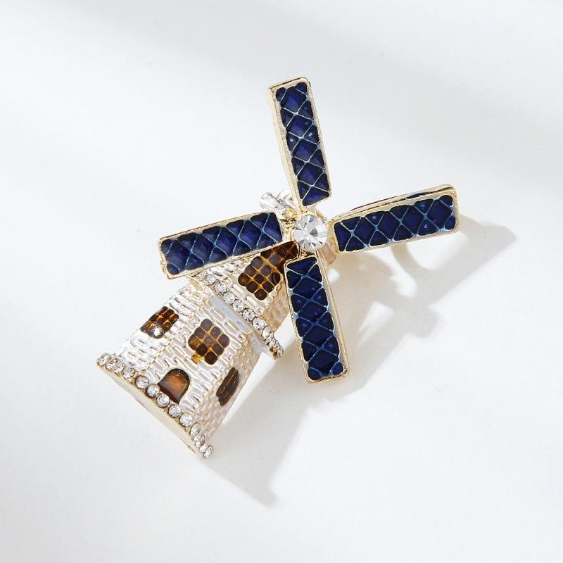 Lovey Windmill Cottage House Brooches For Women's Clothes Backpack Pins Gifts