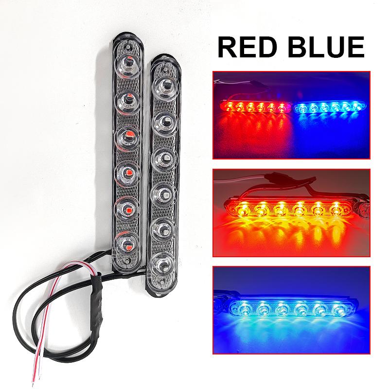 

Светодиодные стробоскопы SEAMETAL, боковые сигнальные огни, стробоскопическая решетка, мигающий световой маячок для легковых автомобилей, грузовиков, красный, синий, светофор 12 В-24 В 6LED красный/синий