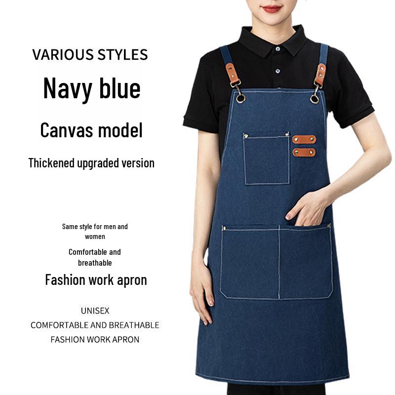 Thickened Canvas Waist Apron with Printed Logo for Coffee and Nail Salon Workwear