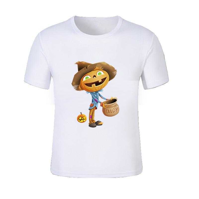 

Новая детская футболка на Хэллоуин для мальчиков и девочек, детский топ с короткими рукавами и принтом в виде тыквы, детская футболка, одежда 6XL