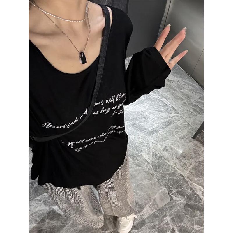 Korean Style Sheer Long Sleeve Letter Print T-Shirt Cardigan for Women - Casual Lightweight Sun Protection