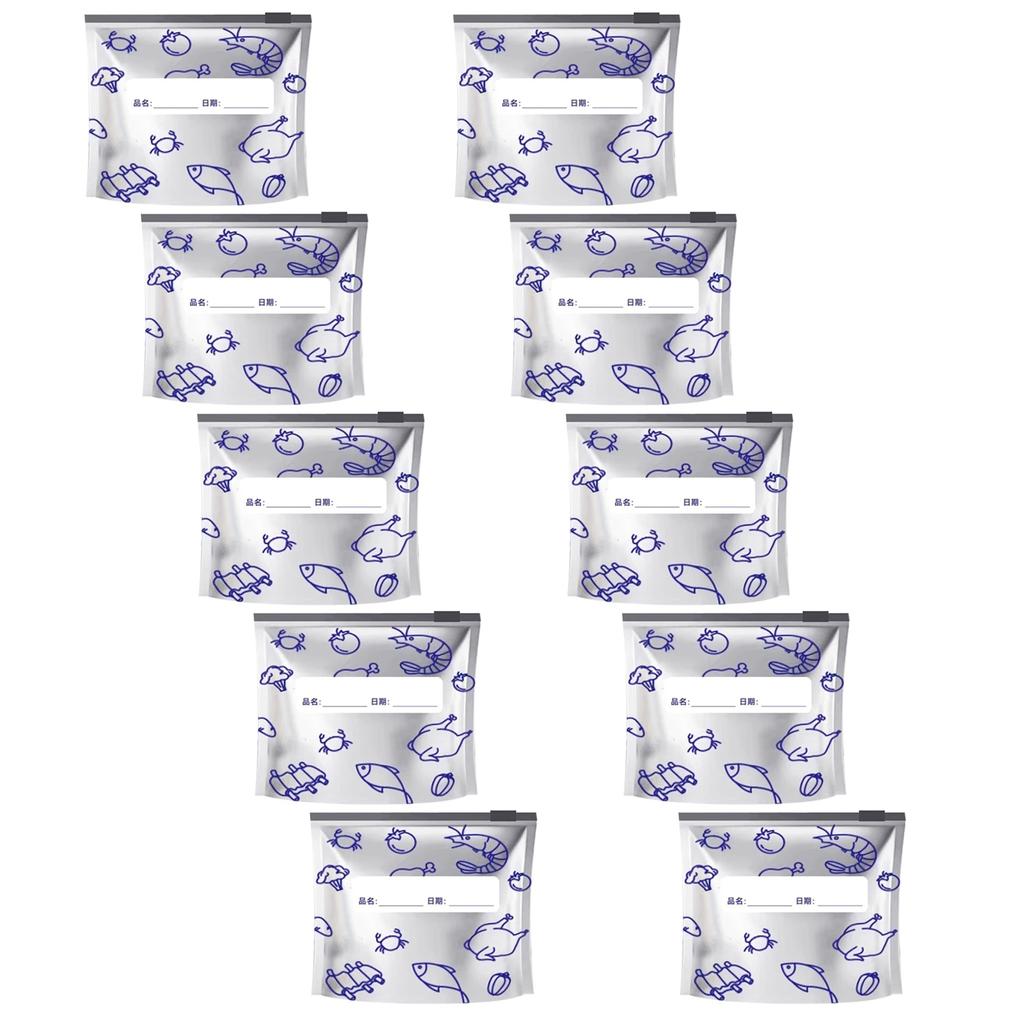 Pack Of 10 Aluminum Foil Storage Bags Reusable Leakproof Zippered Seal for Food Freshing Kitchen Organization