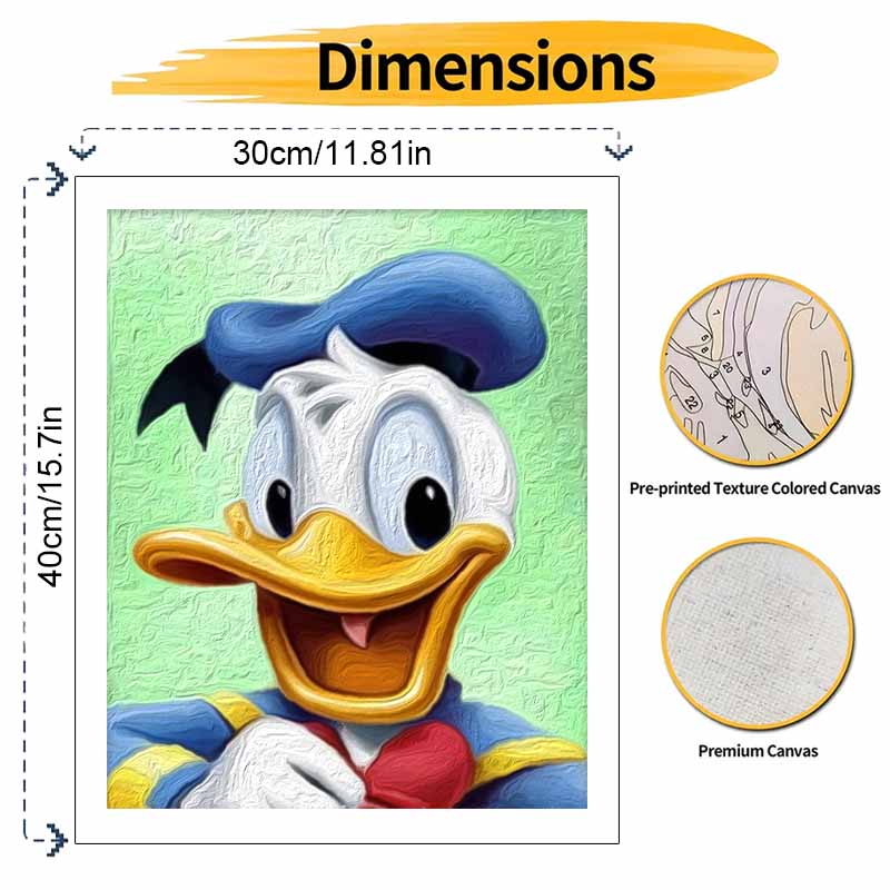 Disney Donald Duck Oil Paint by Numbers Painting Kit Handmade Diy Home Decor Gifts Wall Art Canvas Picture Cartoon Character Mural