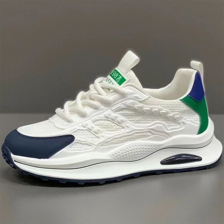 Spring, Summer and Autumn Men's Breathable Running Shoes, Comfortable Soft-soled Student Trendy Shoes, Thin Mesh Versatile White Shoes