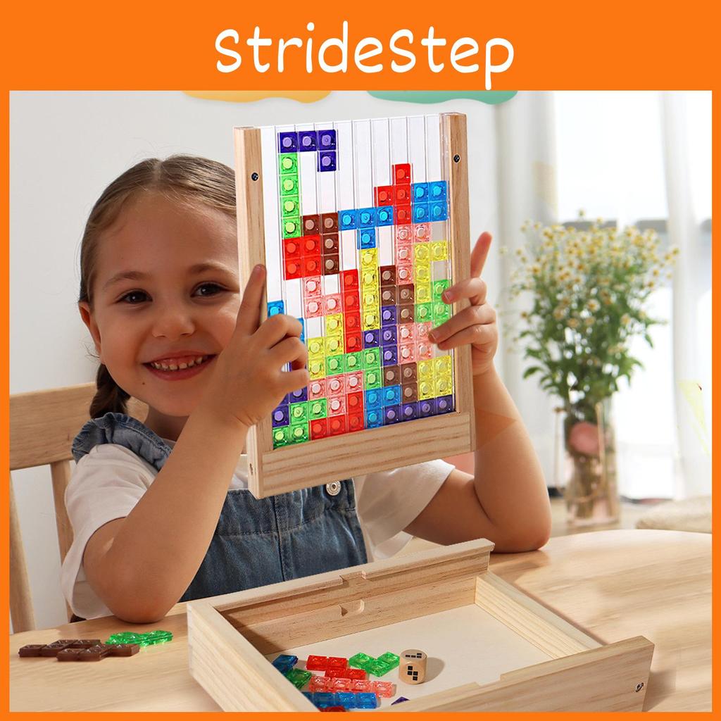 Wooden Fun Acrylic Three Dimensional Tetris Children Puzzle Toy Blocks Building