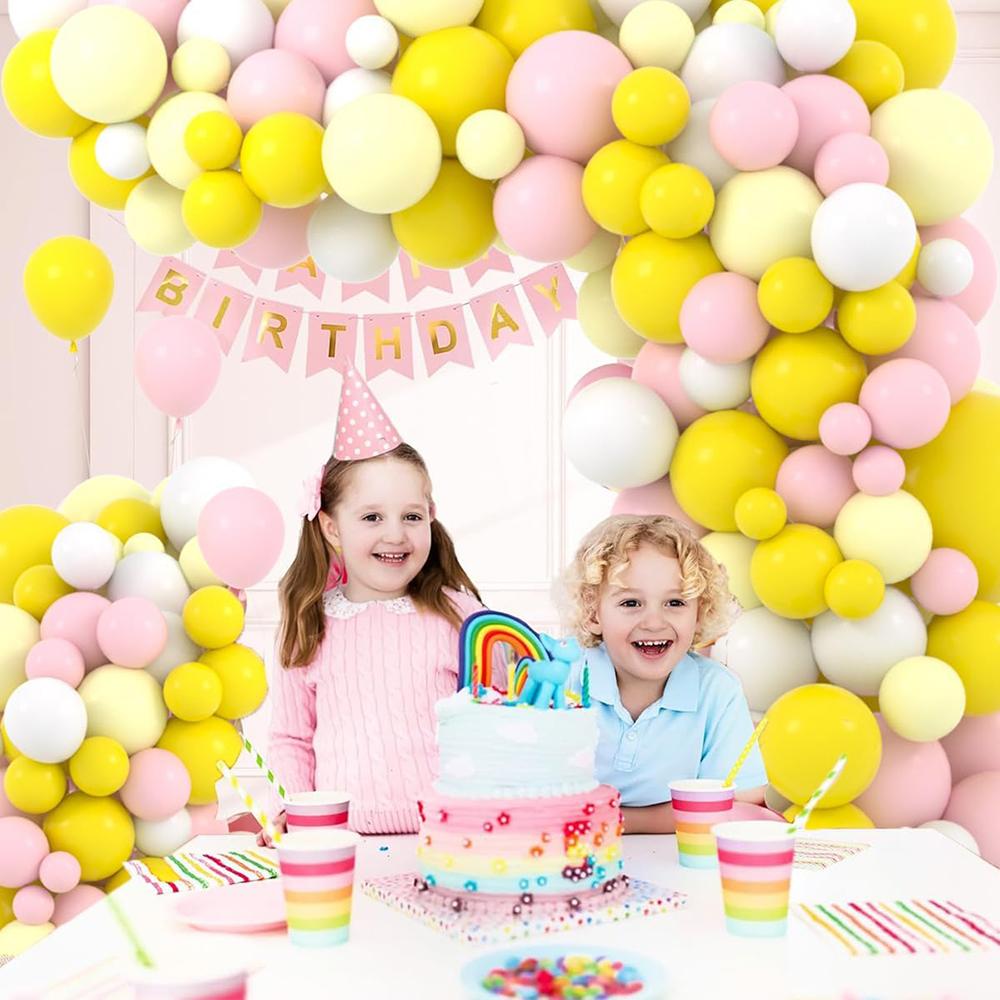 Pastel Yellow Pink Balloons Garland Kit Yellow White Balloon Arch Wedding Anniversary Home Birthday Party Baby Shower Decoration