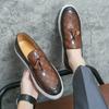 Men's Casual Shoes Fashion Embossed Leather Men Retro British Style Tassels Loafers Mens Slip-on Outdoor Driving Flats