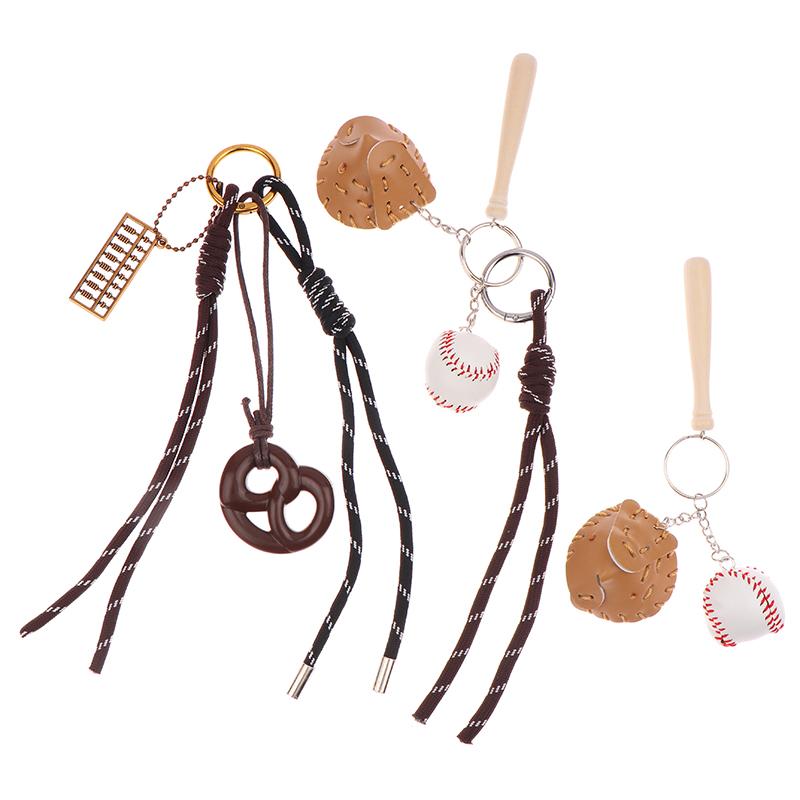 Ins Braided Rope Baseball Keychain Creative Sports Keyring Trendy Woven Rope Key Holder Girls Bag Pendant Key Accessories