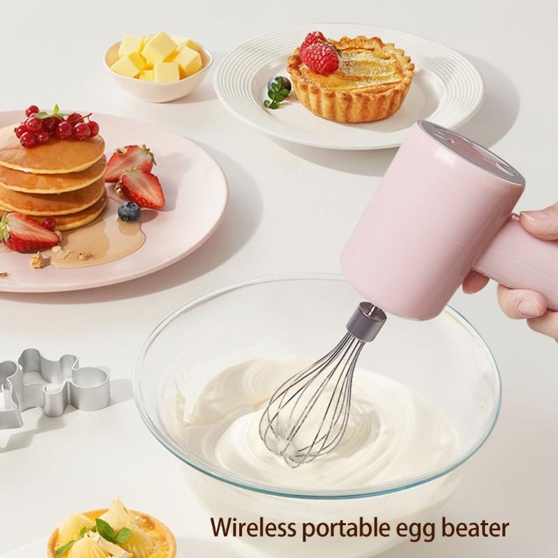 Portable Handheld Eggs Beater with Comfortable Grip Stainless Steel 3 Speed Adjustments Mixer with Detachable Whisk