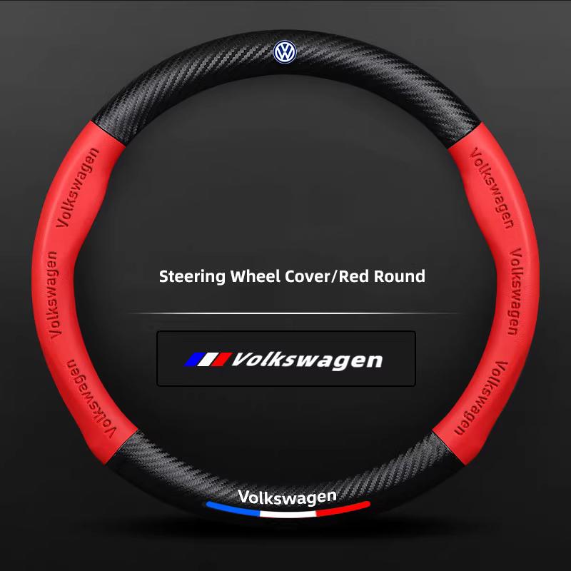 For VOLKSWAGEN Car Carbon Fibre Steering Wheel Cover Anti Slip Steer Handle Caps For VW GTI Scirocco Polo Passat Golf Tiguan Jet
