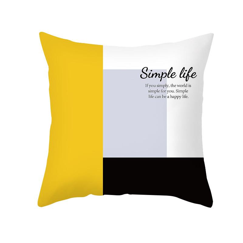 Kissenbezug im nordischen Stil, abstrakt gelb, geometrisch, kurzvelour, Zuhause, Sofa, Kissen, Kissenbezug