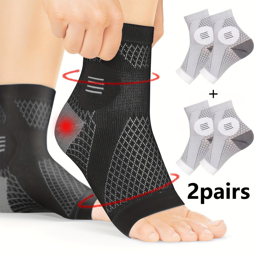 2 Pairs of Arch Support and Stability Ankle Compression Socks, Arch and Ankle Support Pressure Foot Sleeves with Open-toe Design