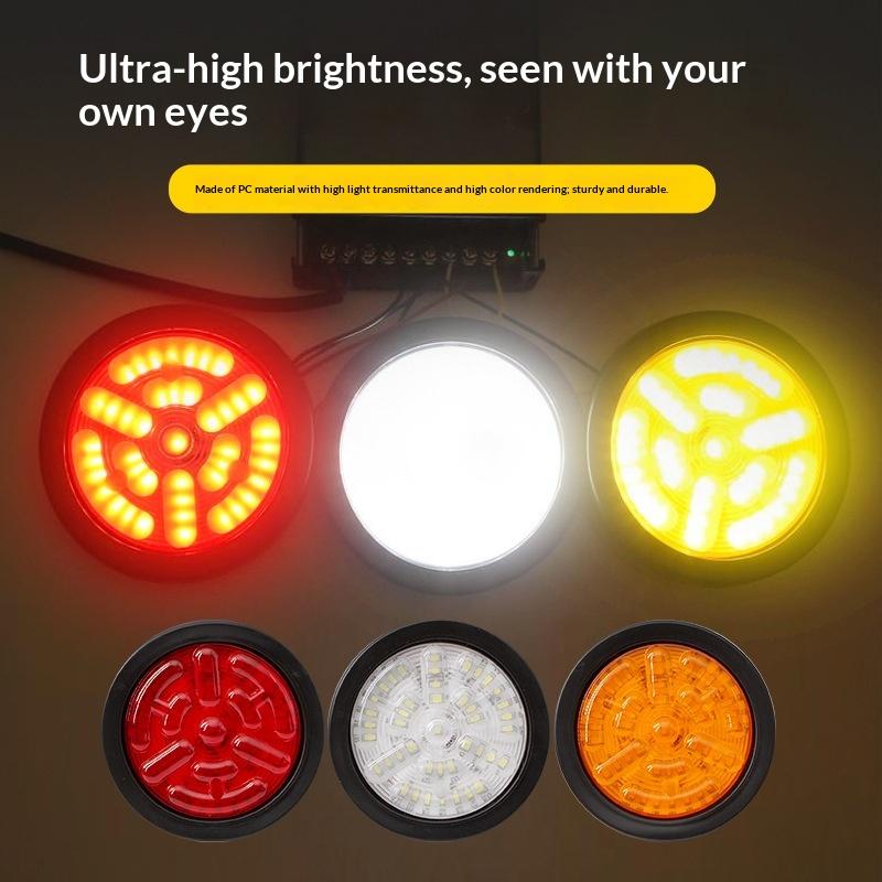Universelles 3-farbiges rundes LED-Rücklicht, wasserdicht, hohe Helligkeit, Brems-, Blink-, Rückfahrlicht für LKW, Anhänger, Wohnmobil