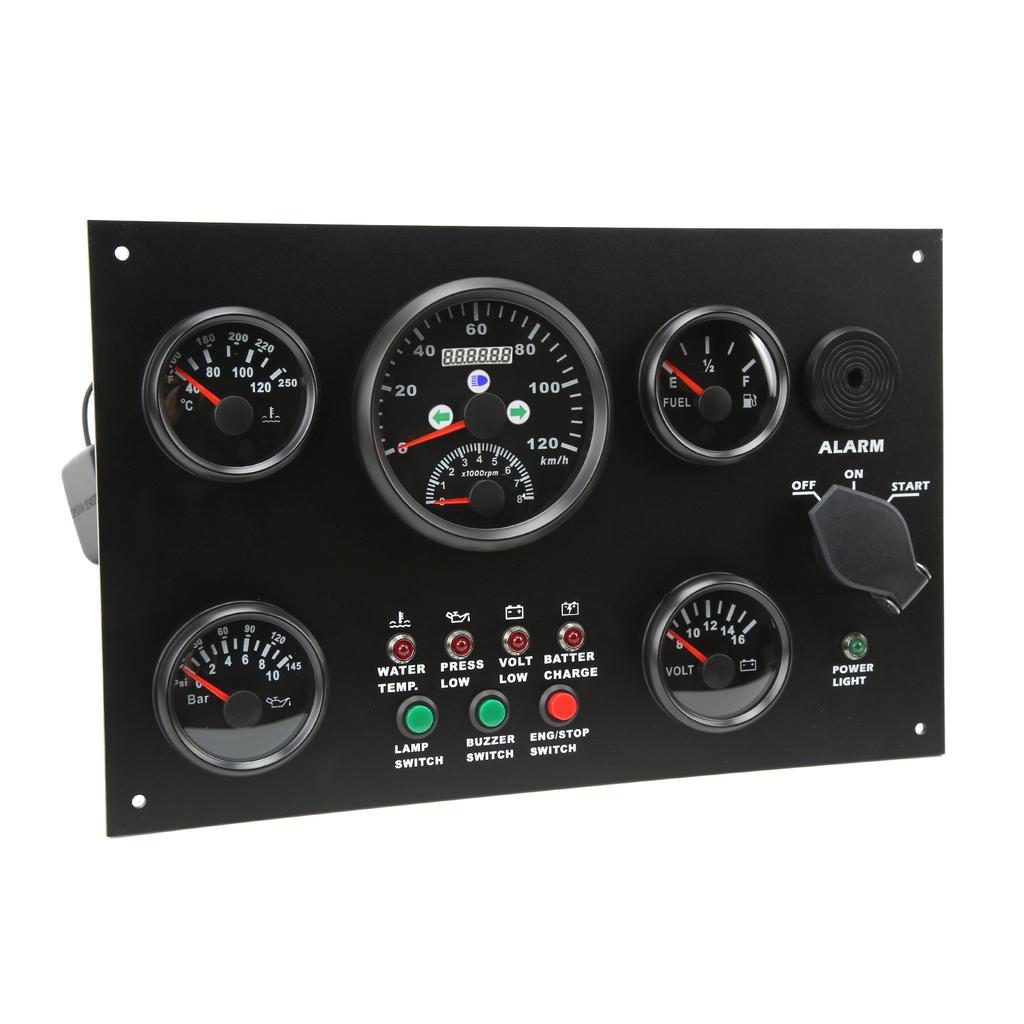 Conjunto de 5 Instrumentos Velocímetro Nível de Combustível Temperatura da Água Medidor de Pressão do Óleo Voltímetro Barco