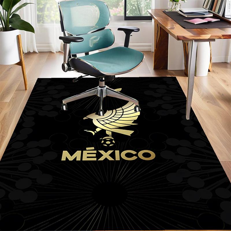 México Football Polyester Carpet, Soft Indoor Mat for Office Chair, Living Room, Computer Desk - Decorative Home Office Rug Design