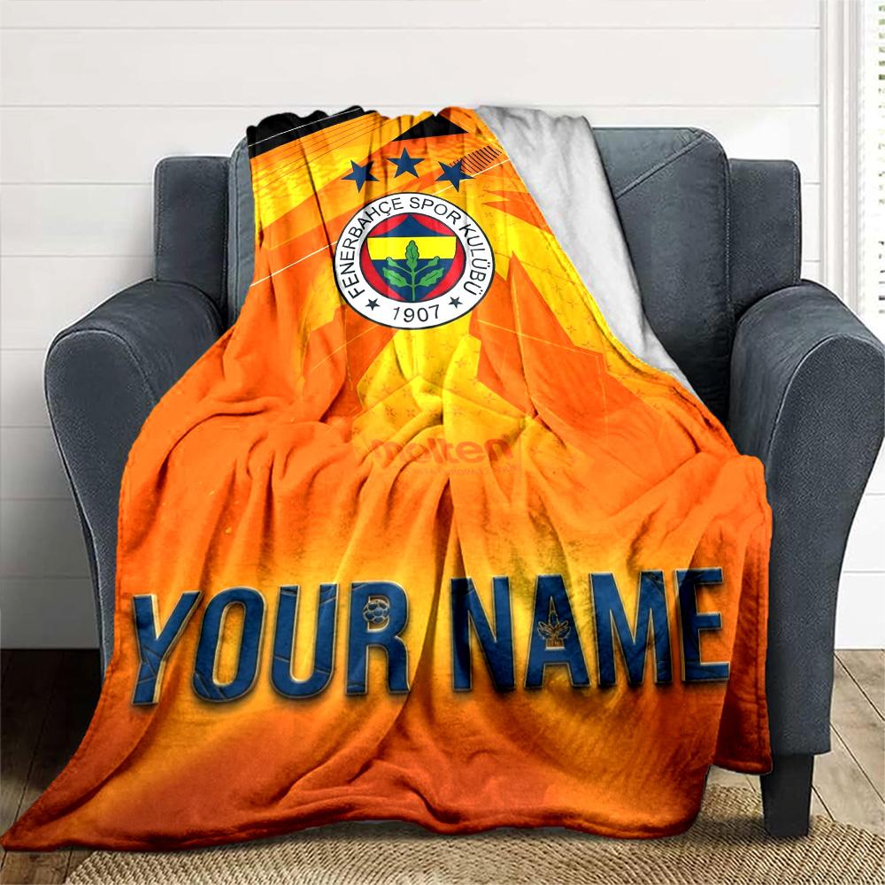 Name Custom Fenerbahce sk logo Print Flannel Blanket High Quality Warm Comfortable Cover for All Seasons Perfect for Gifts Home Decor