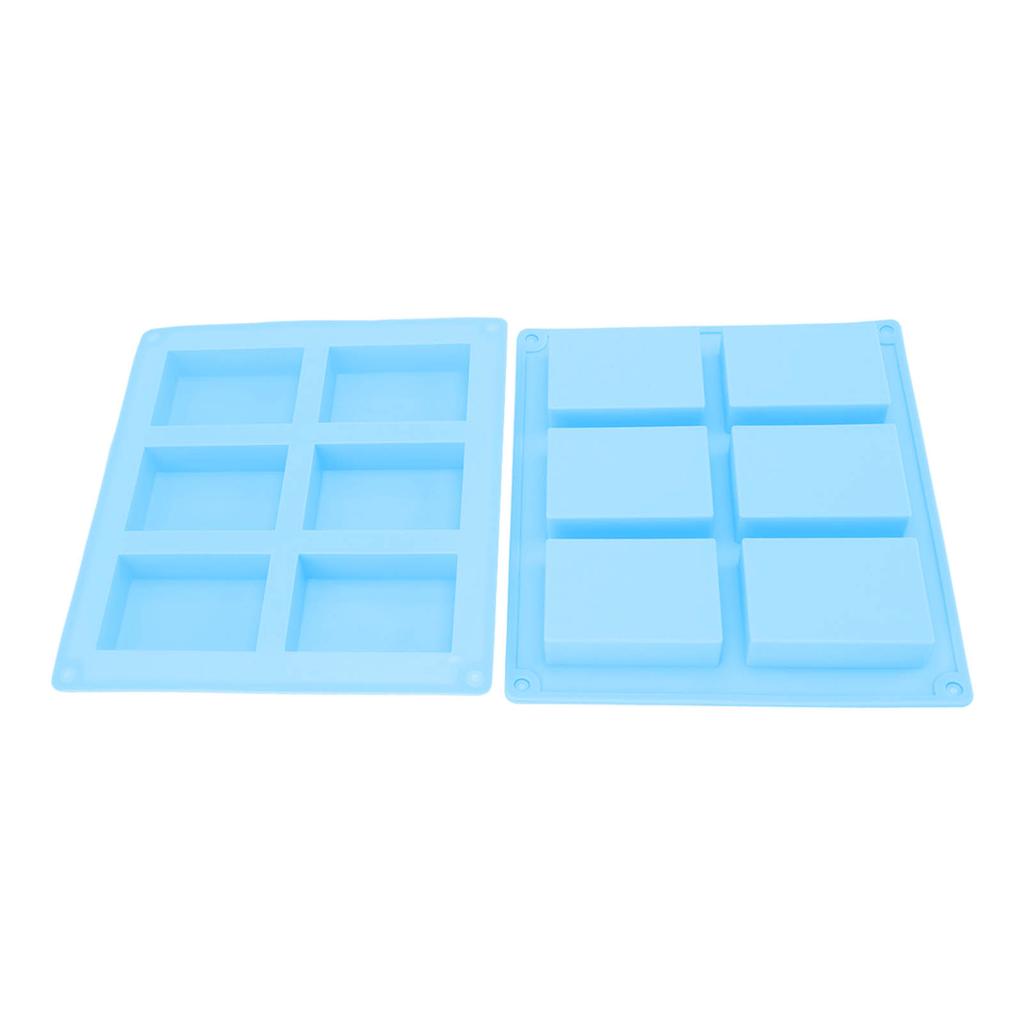 2Pcs Silicone Mold 6 Grids Heat Resistant Flexible Reusable Silicone Mold for Making Soaps Baking Cakes Muffins