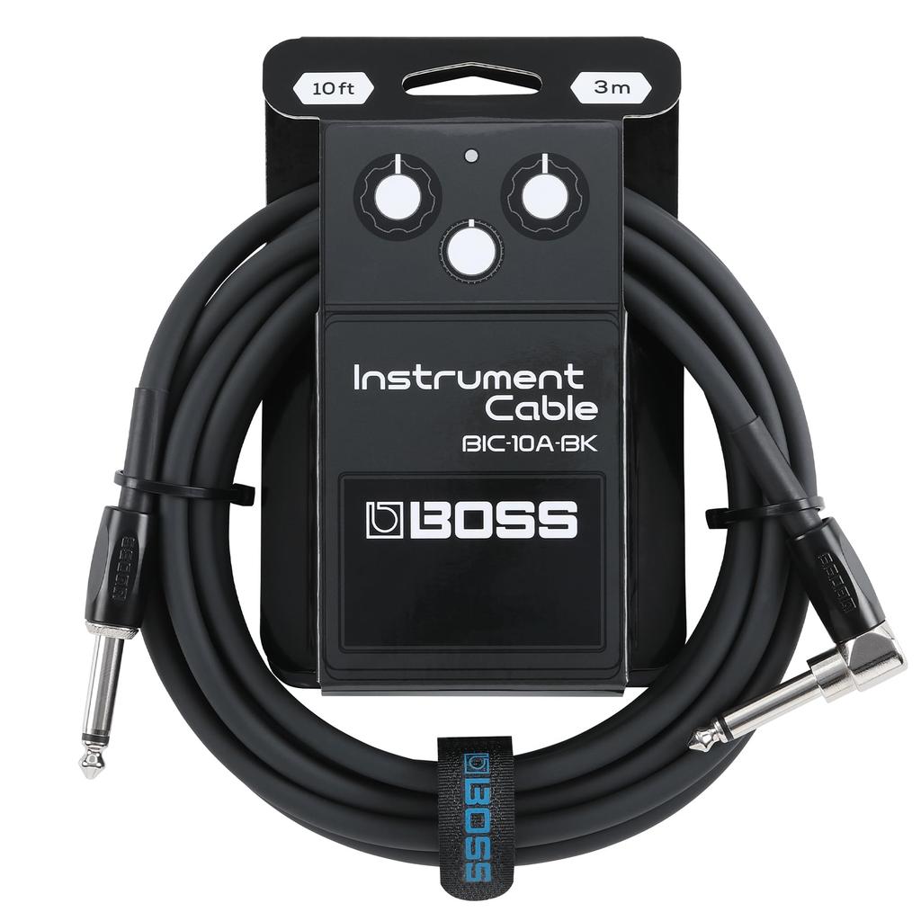 BOSS Guitar Cable Black 3m L Type Anaerobic Flow Line Braided Cable BIC-10A-BK Type-Straight