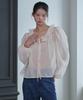 OPENING SUNSHINE Ruffle See-Through Dot Blouse Ivory